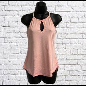 Fancyqube pink Keyhole high neck tank top